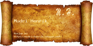 Mudri Henrik névjegykártya